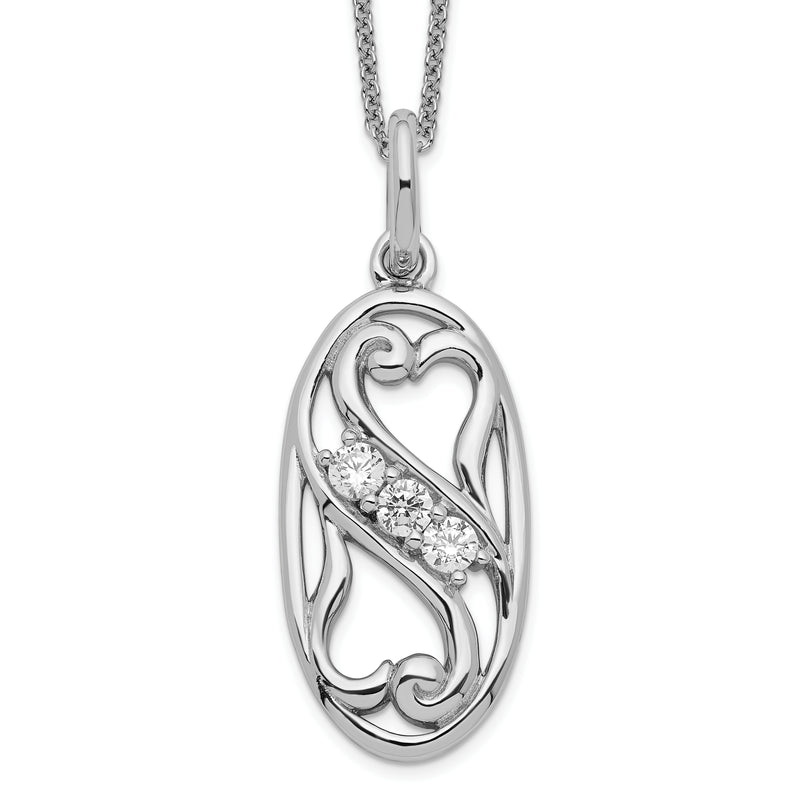 Sterling Silver Sentimental Expressions Rhodium-Plated Cz Best Friends Forever 18In Necklace