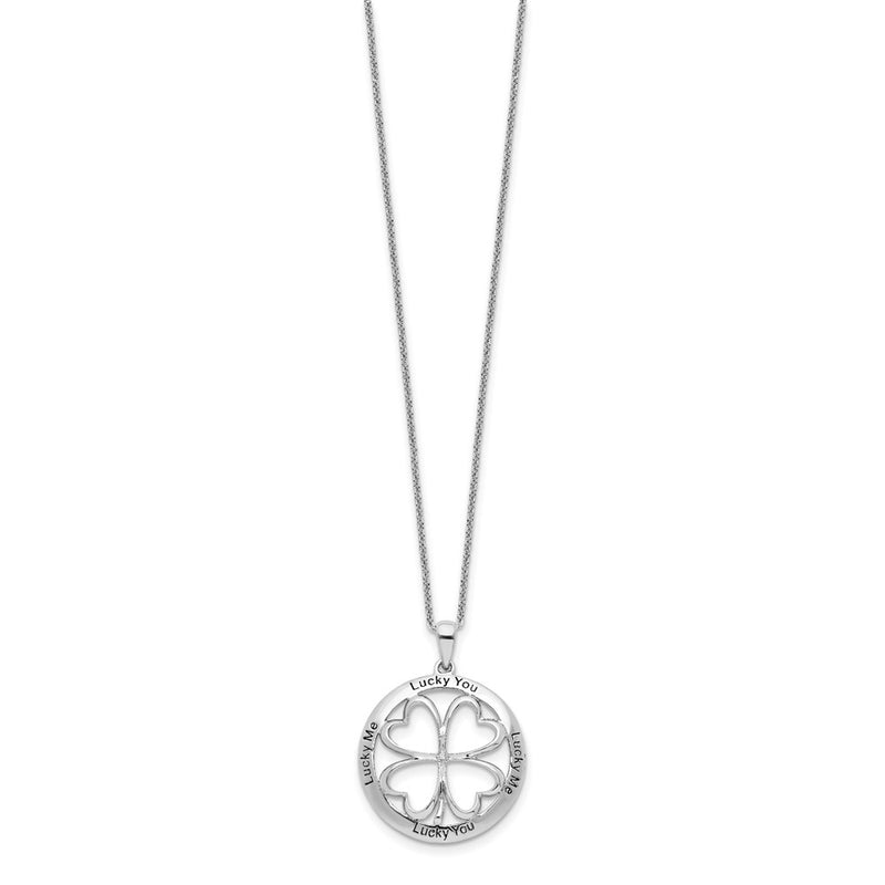 Sterling Silver Sentimental Expressions Rhodium-Plated Cz Antiqued Lucky Me You 18In Necklace