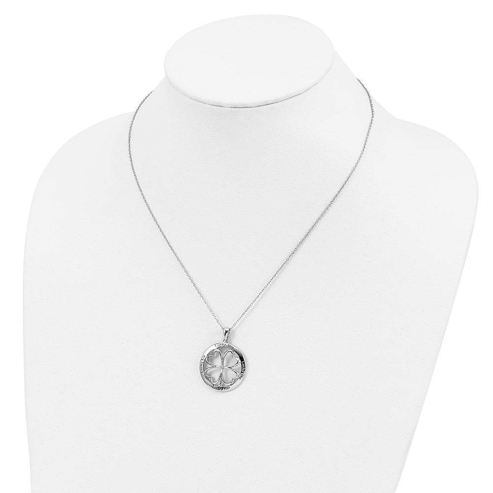 Sterling Silver Sentimental Expressions Rhodium-Plated Cz Antiqued Lucky Me You 18In Necklace