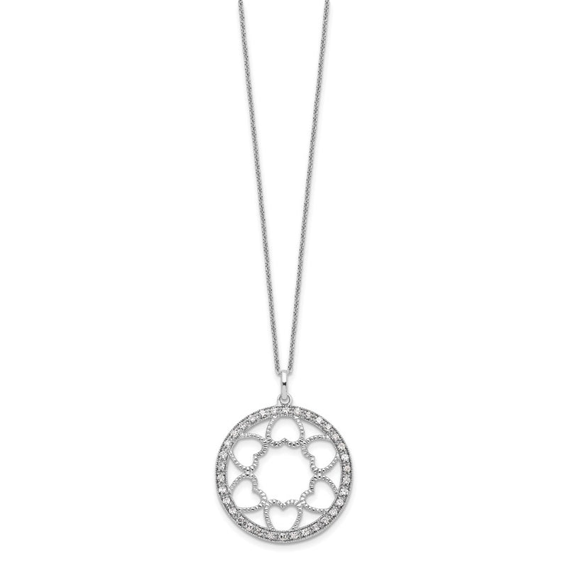 Sterling Silver Sentimental Expressions Rhodium-Plated Cz Fullness Of Blessings 18In Necklace
