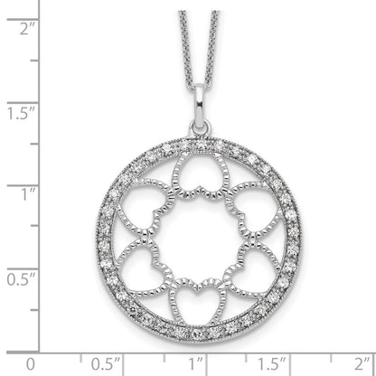 Sterling Silver Sentimental Expressions Rhodium-Plated Cz Fullness Of Blessings 18In Necklace