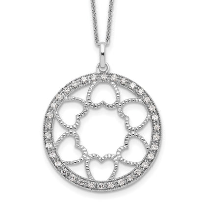 Sterling Silver Sentimental Expressions Rhodium-Plated Cz Fullness Of Blessings 18In Necklace