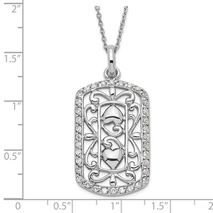 Sterling Silver Sentimental Expressions Polished Cz Thankful For You Necklace