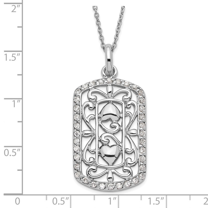 Sterling Silver Sentimental Expressions Polished Cz Thankful For You Necklace