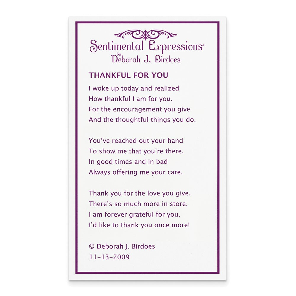 Sterling Silver Sentimental Expressions Polished Cz Thankful For You Necklace