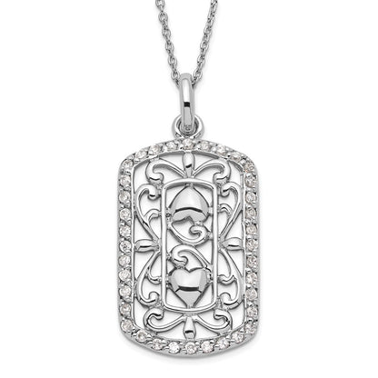 Sterling Silver Sentimental Expressions Polished Cz Thankful For You Necklace