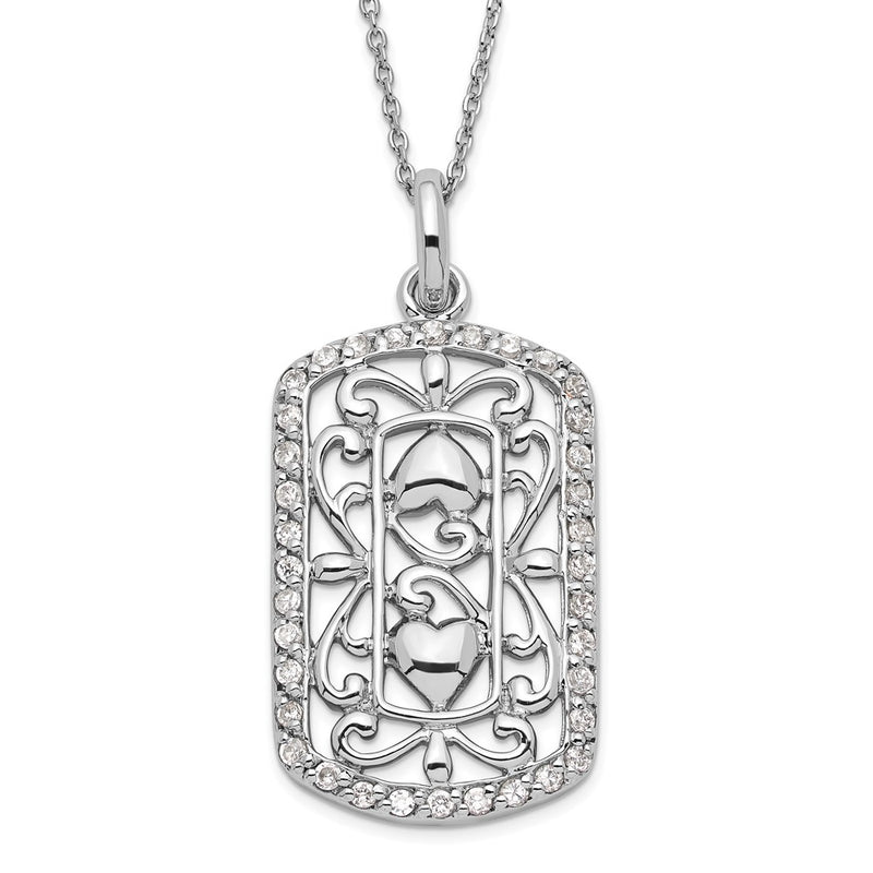 Sterling Silver Sentimental Expressions Polished Cz Thankful For You Necklace