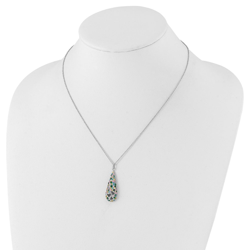 Sterling Silver Sentimental Expressions Polished Multicolor Cz Cheerdrops Necklace