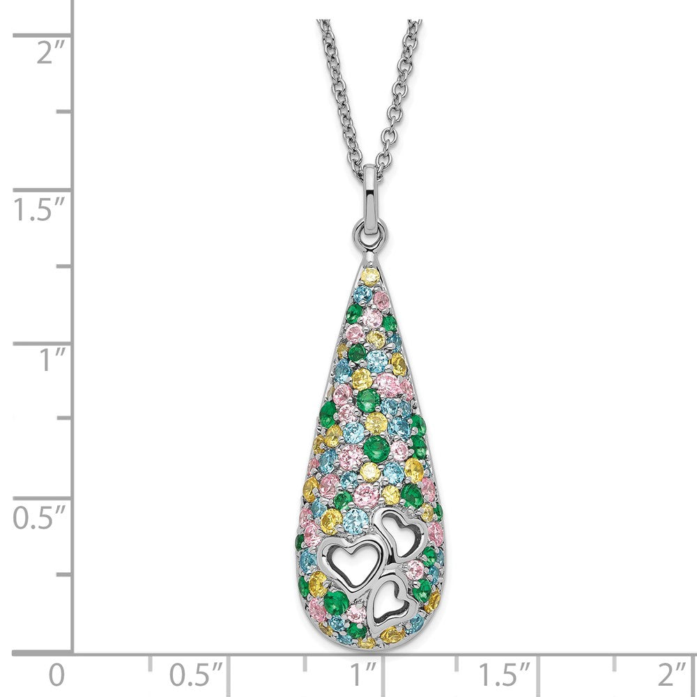 Sterling Silver Sentimental Expressions Polished Multicolor Cz Cheerdrops Necklace