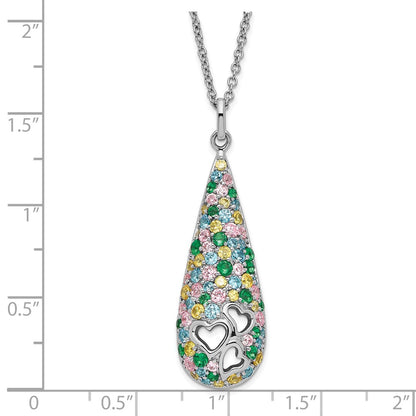 Sterling Silver Sentimental Expressions Polished Multicolor Cz Cheerdrops Necklace