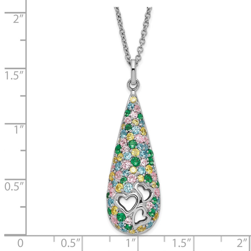 Sterling Silver Sentimental Expressions Polished Multicolor Cz Cheerdrops Necklace
