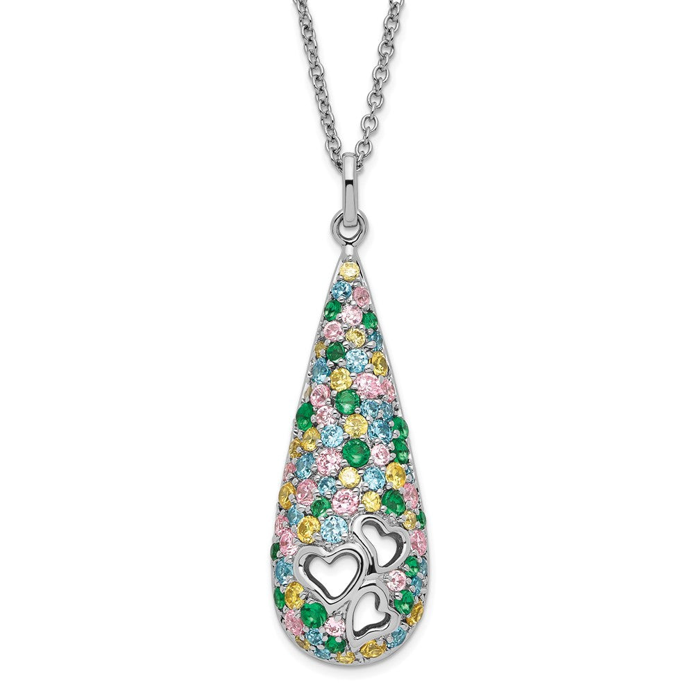 Sterling Silver Sentimental Expressions Polished Multicolor Cz Cheerdrops Necklace