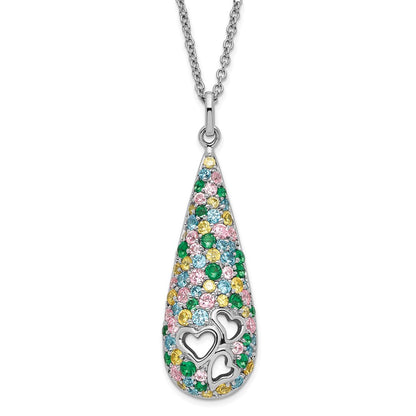 Sterling Silver Sentimental Expressions Polished Multicolor Cz Cheerdrops Necklace