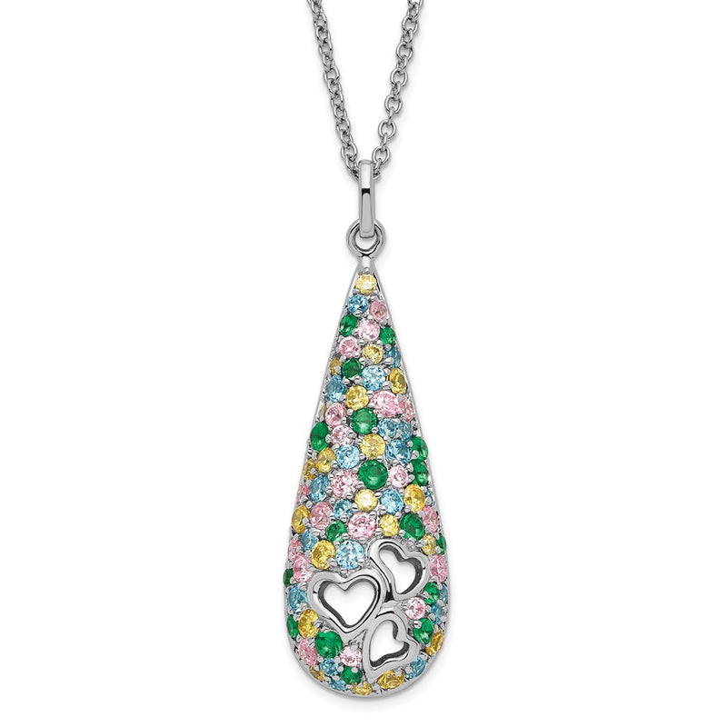 Sterling Silver Sentimental Expressions Polished Multicolor Cz Cheerdrops Necklace