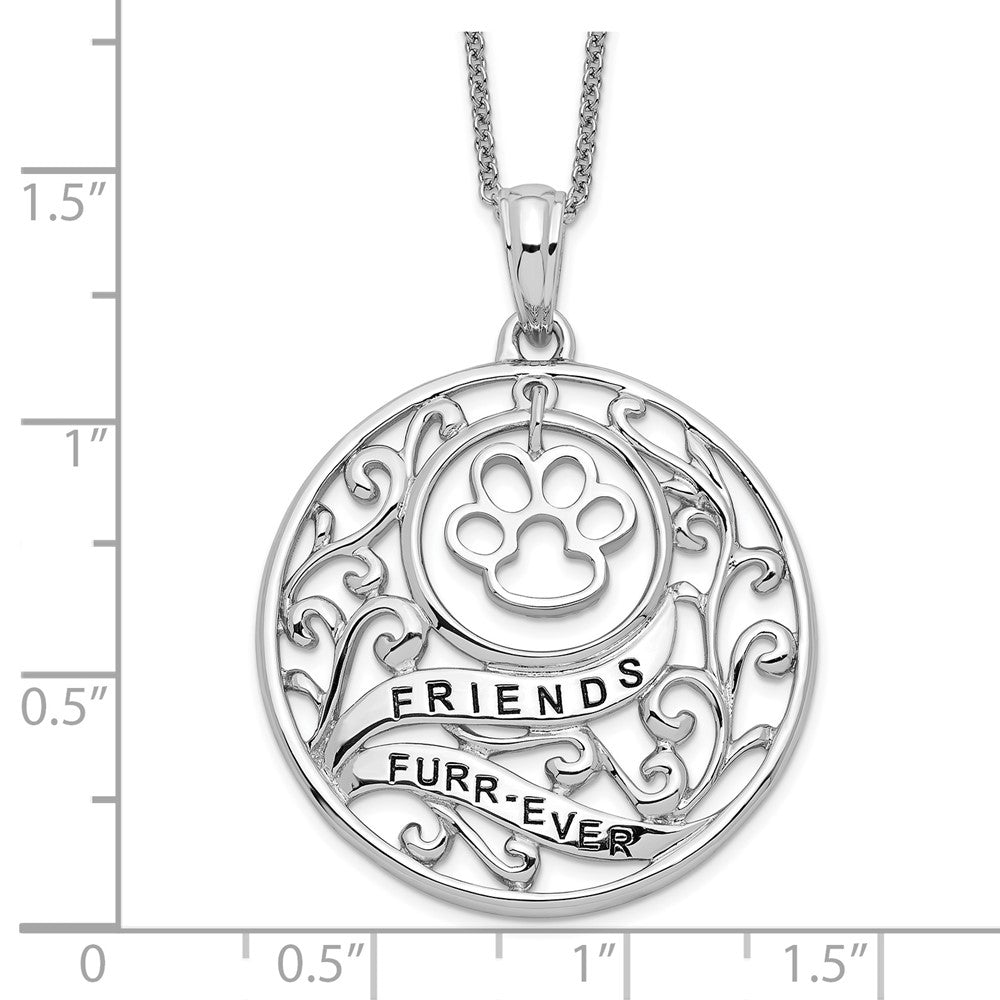 Sterling Silver Sentimental Expressions Rhodium-Plated Antiqued Animal Friends-Dog 18In Necklace