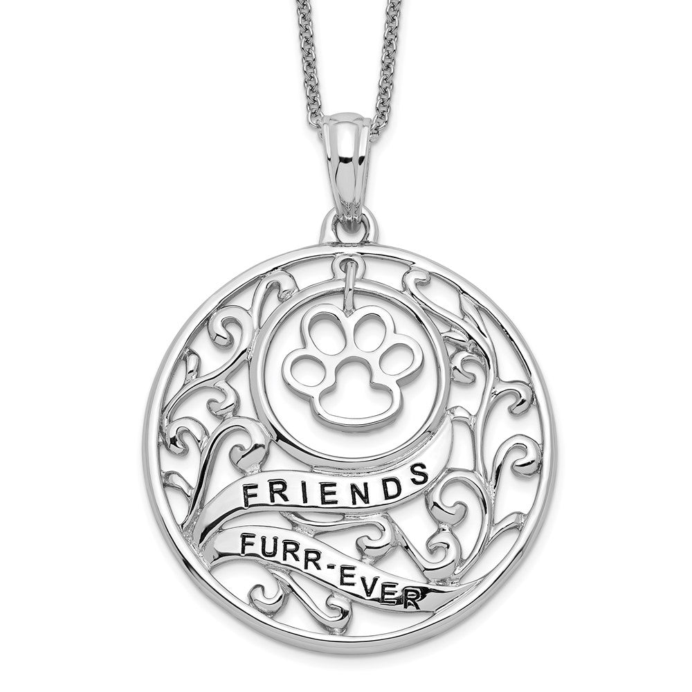 Sterling Silver Sentimental Expressions Rhodium-Plated Antiqued Animal Friends-Dog 18In Necklace