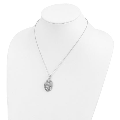 Sterling Silver Sentimental Expressions Rhodium-Plated Antiqued Animal Friends-Cat 18In Necklace