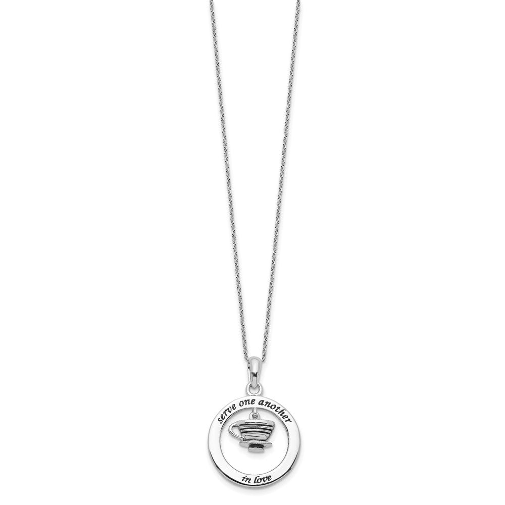 Sterling Silver Sentimental Expressions Rhodium-Plated Antiqued Serve One Another 18In Necklace