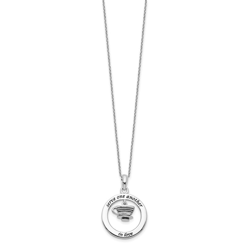 Sterling Silver Sentimental Expressions Rhodium-Plated Antiqued Serve One Another 18In Necklace