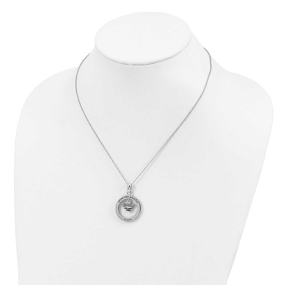 Sterling Silver Sentimental Expressions Rhodium-Plated Antiqued Serve One Another 18In Necklace