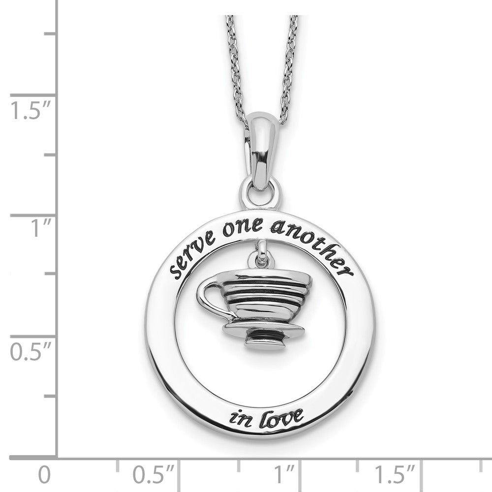 Sterling Silver Sentimental Expressions Rhodium-Plated Antiqued Serve One Another 18In Necklace