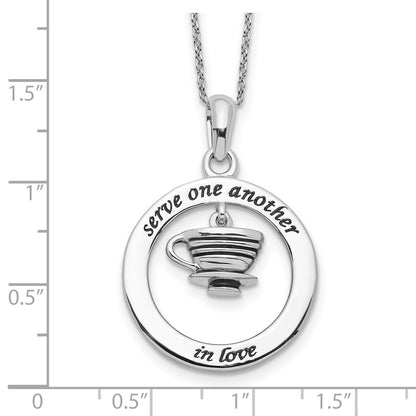 Sterling Silver Sentimental Expressions Rhodium-Plated Antiqued Serve One Another 18In Necklace