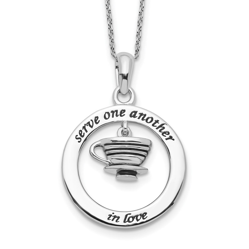 Sterling Silver Sentimental Expressions Rhodium-Plated Antiqued Serve One Another 18In Necklace