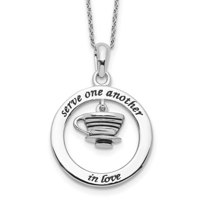 Sterling Silver Sentimental Expressions Rhodium-Plated Antiqued Serve One Another 18In Necklace