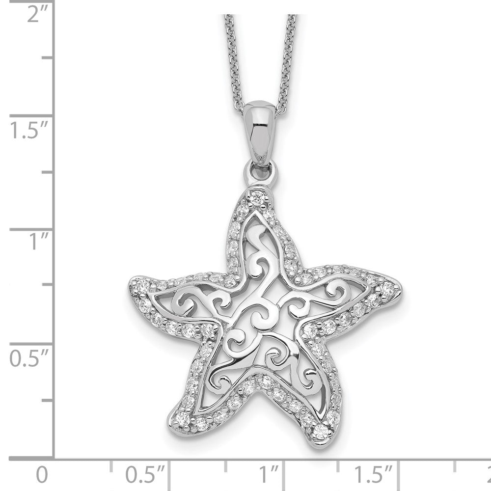 Sterling Silver Sentimental Expressions Rhodium-Plated Cz Make A Difference 18In Necklace