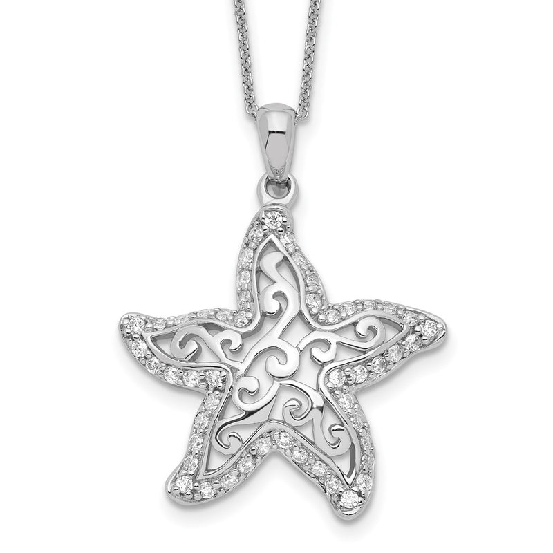 Sterling Silver Sentimental Expressions Rhodium-Plated Cz Make A Difference 18In Necklace