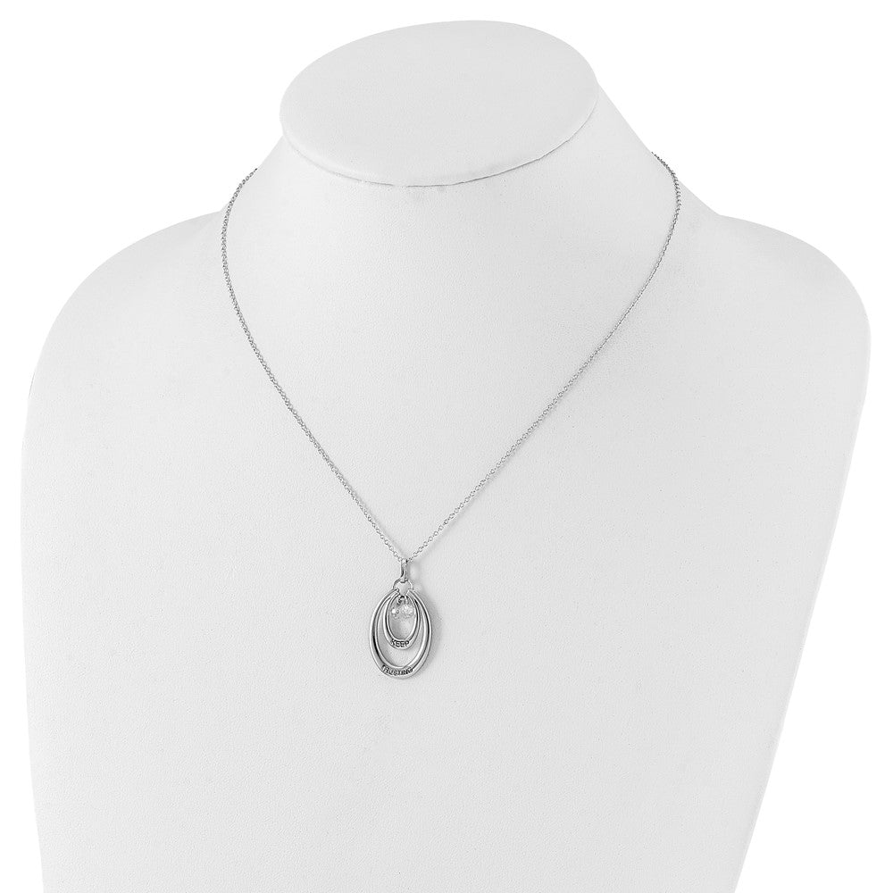 Sterling Silver Sentimental Expressions Polished & Antiqued Cz Keep Trusting Necklace