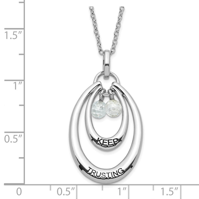 Sterling Silver Sentimental Expressions Polished & Antiqued Cz Keep Trusting Necklace