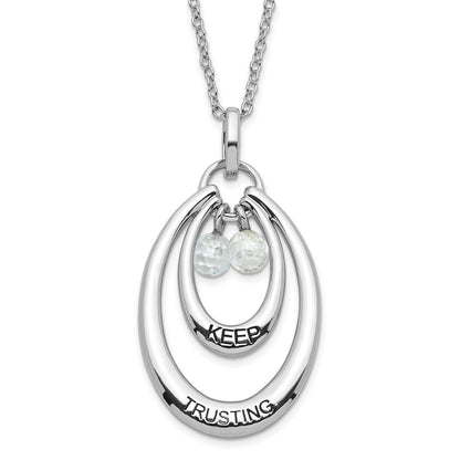 Sterling Silver Sentimental Expressions Polished & Antiqued Cz Keep Trusting Necklace