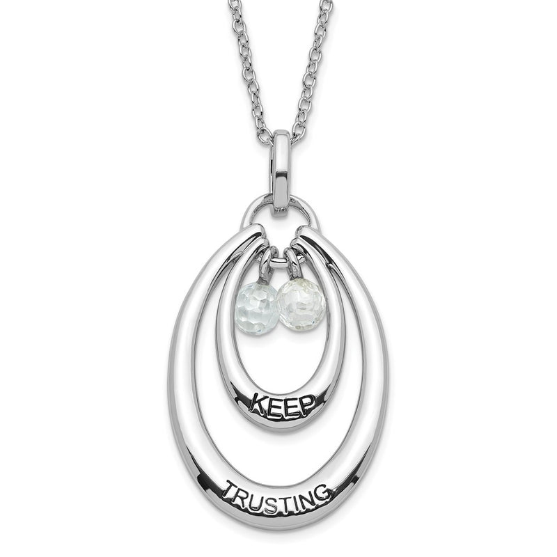 Sterling Silver Sentimental Expressions Polished & Antiqued Cz Keep Trusting Necklace