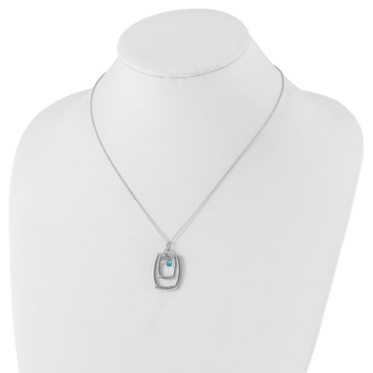 Sterling Silver Sentimental Expressions Polished & Antiqued Blue Clear Cz Keep The Faith Necklace
