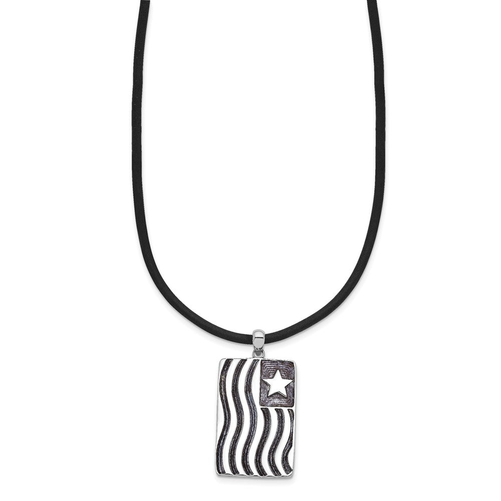 Sterling Silver Sentimental Expressions Rhodium-Plated Waves Of Pride 22In Rubber Cord With 2In Ext Necklace