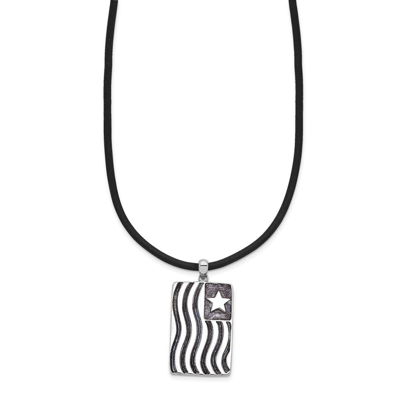 Sterling Silver Sentimental Expressions Rhodium-Plated Waves Of Pride 22In Rubber Cord With 2In Ext Necklace