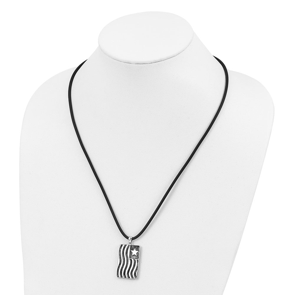 Sterling Silver Sentimental Expressions Rhodium-Plated Waves Of Pride 22In Rubber Cord With 2In Ext Necklace