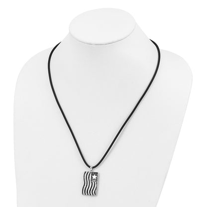 Sterling Silver Sentimental Expressions Rhodium-Plated Waves Of Pride 22In Rubber Cord With 2In Ext Necklace