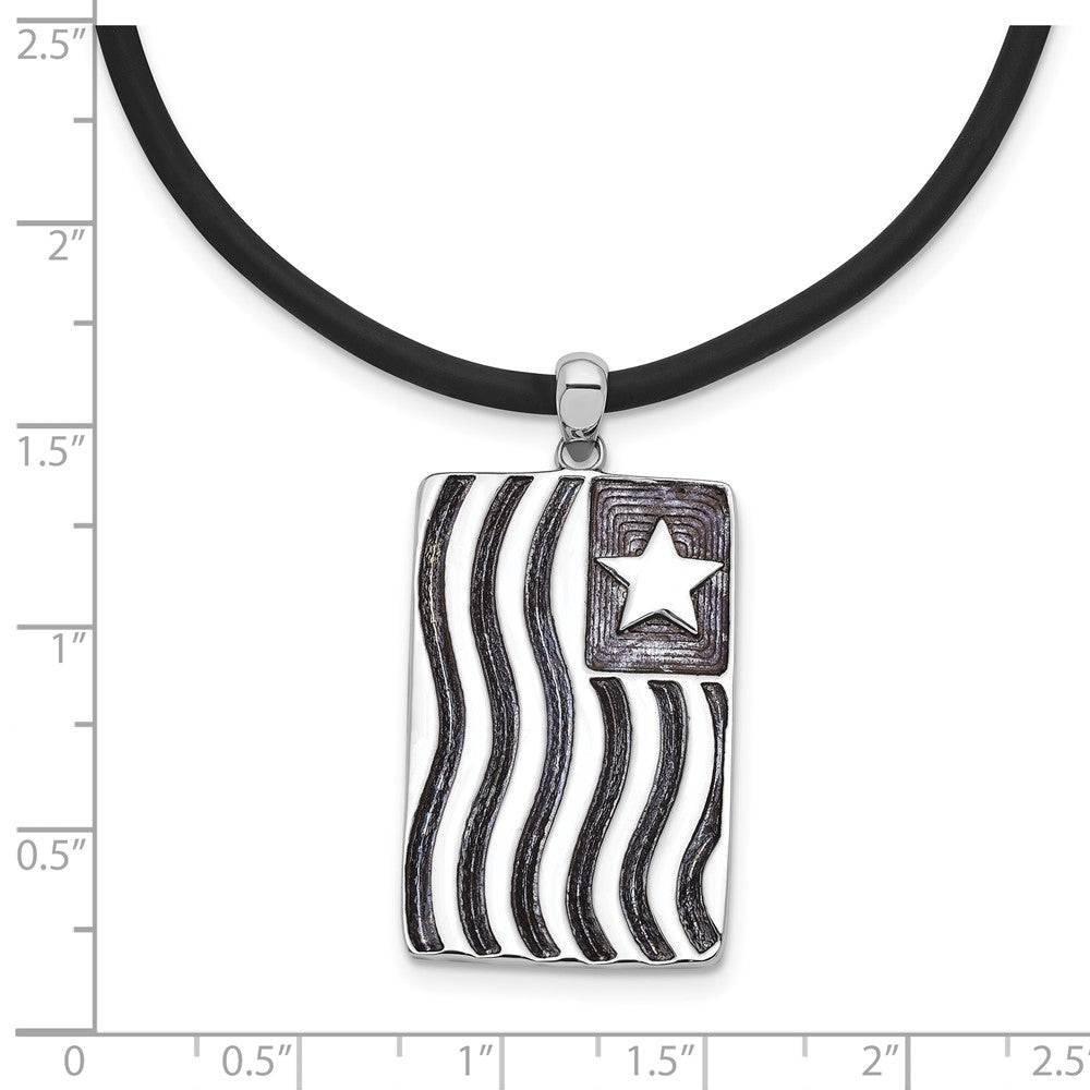Sterling Silver Sentimental Expressions Rhodium-Plated Waves Of Pride 22In Rubber Cord With 2In Ext Necklace