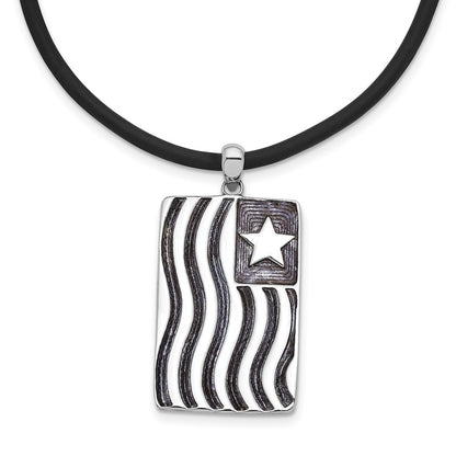 Sterling Silver Sentimental Expressions Rhodium-Plated Waves Of Pride 22In Rubber Cord With 2In Ext Necklace