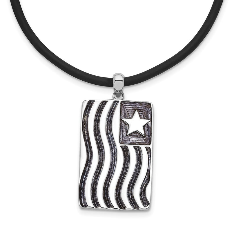 Sterling Silver Sentimental Expressions Rhodium-Plated Waves Of Pride 22In Rubber Cord With 2In Ext Necklace