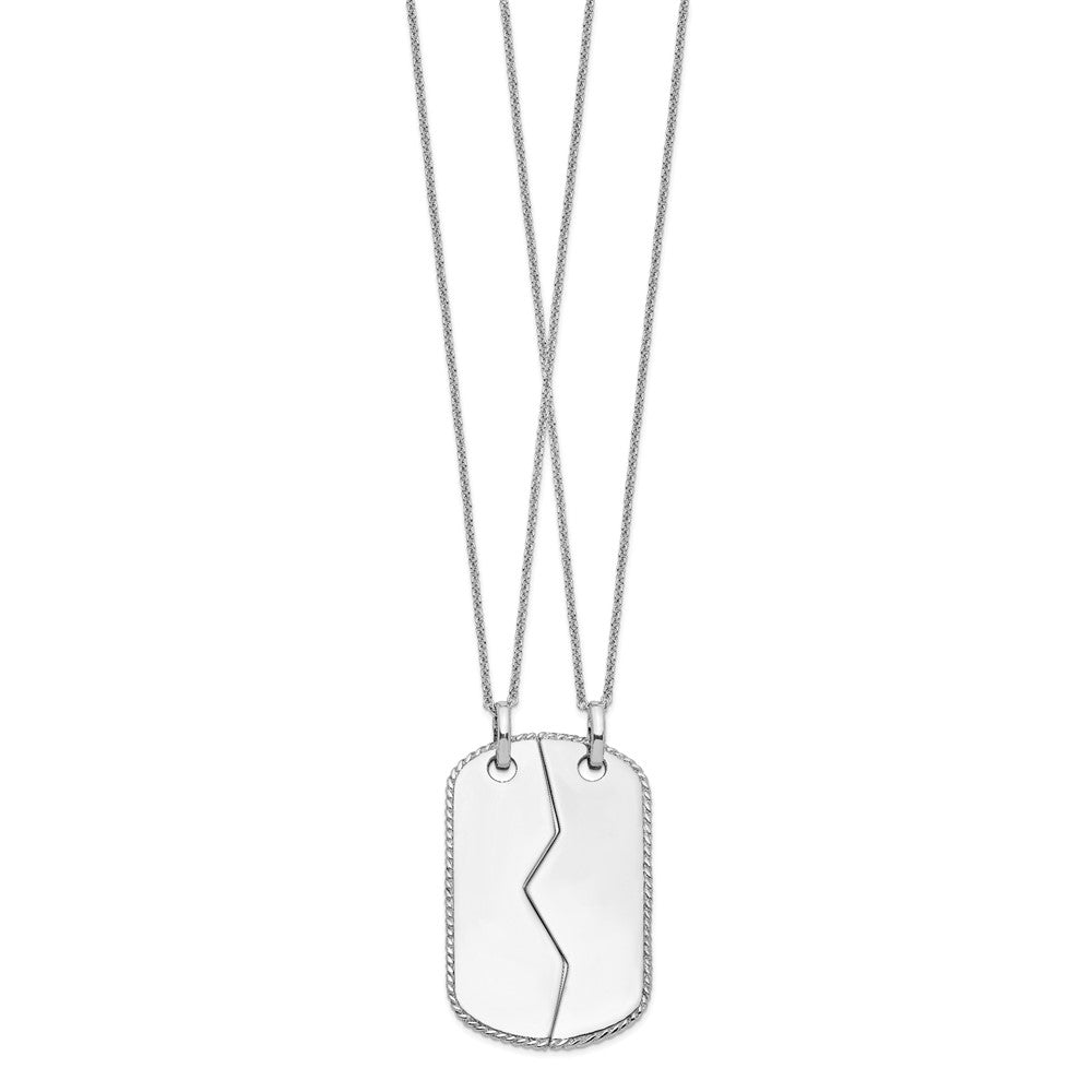 Sterling Silver Sentimental Expressions Rhodium-Plated Antiqued Military Dog Tag For Two 18In Necklaces