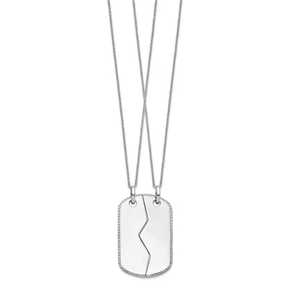 Sterling Silver Sentimental Expressions Rhodium-Plated Antiqued Military Dog Tag For Two 18In Necklaces