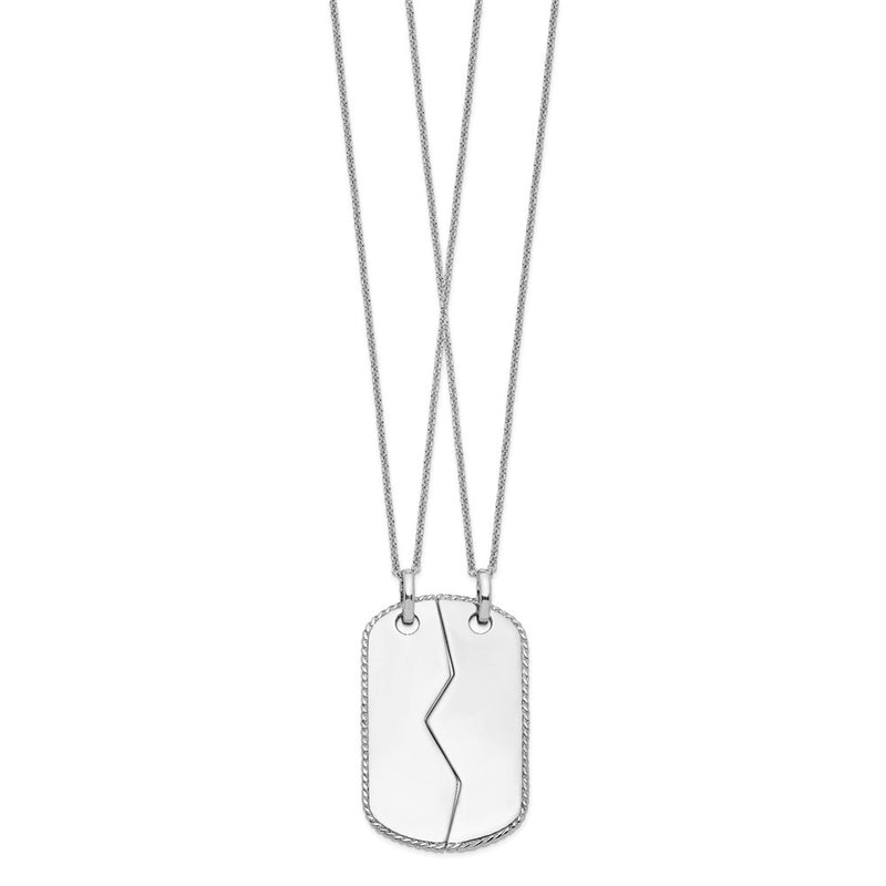 Sterling Silver Sentimental Expressions Rhodium-Plated Antiqued Military Dog Tag For Two 18In Necklaces