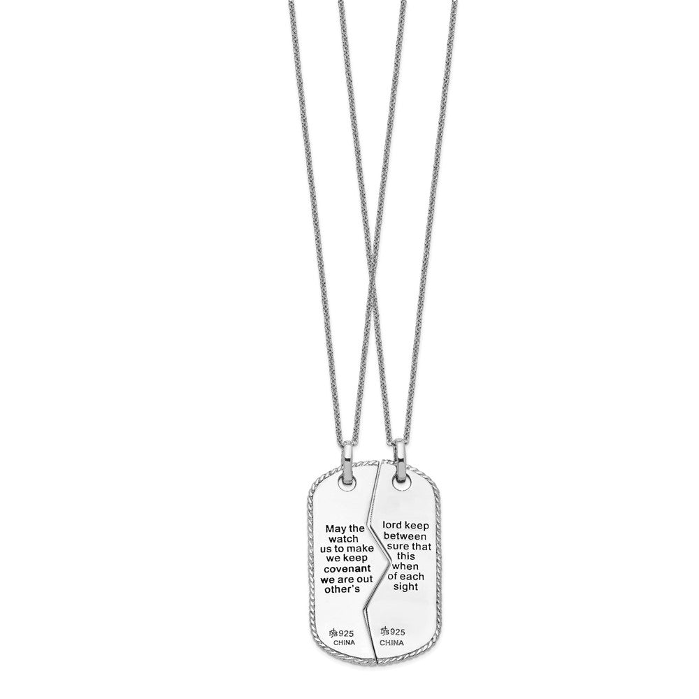 Sterling Silver Sentimental Expressions Rhodium-Plated Antiqued Military Dog Tag For Two 18In Necklaces