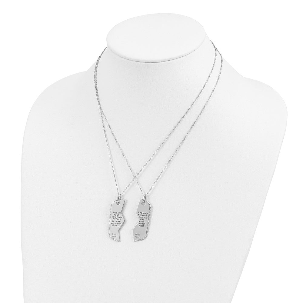 Sterling Silver Sentimental Expressions Rhodium-Plated Antiqued Military Dog Tag For Two 18In Necklaces