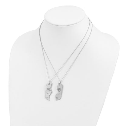 Sterling Silver Sentimental Expressions Rhodium-Plated Antiqued Military Dog Tag For Two 18In Necklaces