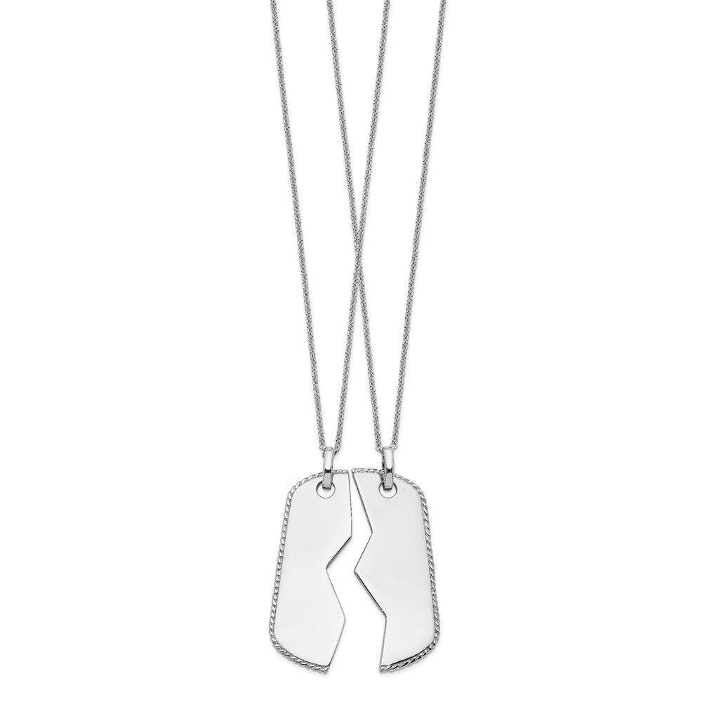 Sterling Silver Sentimental Expressions Rhodium-Plated Antiqued Military Dog Tag For Two 18In Necklaces