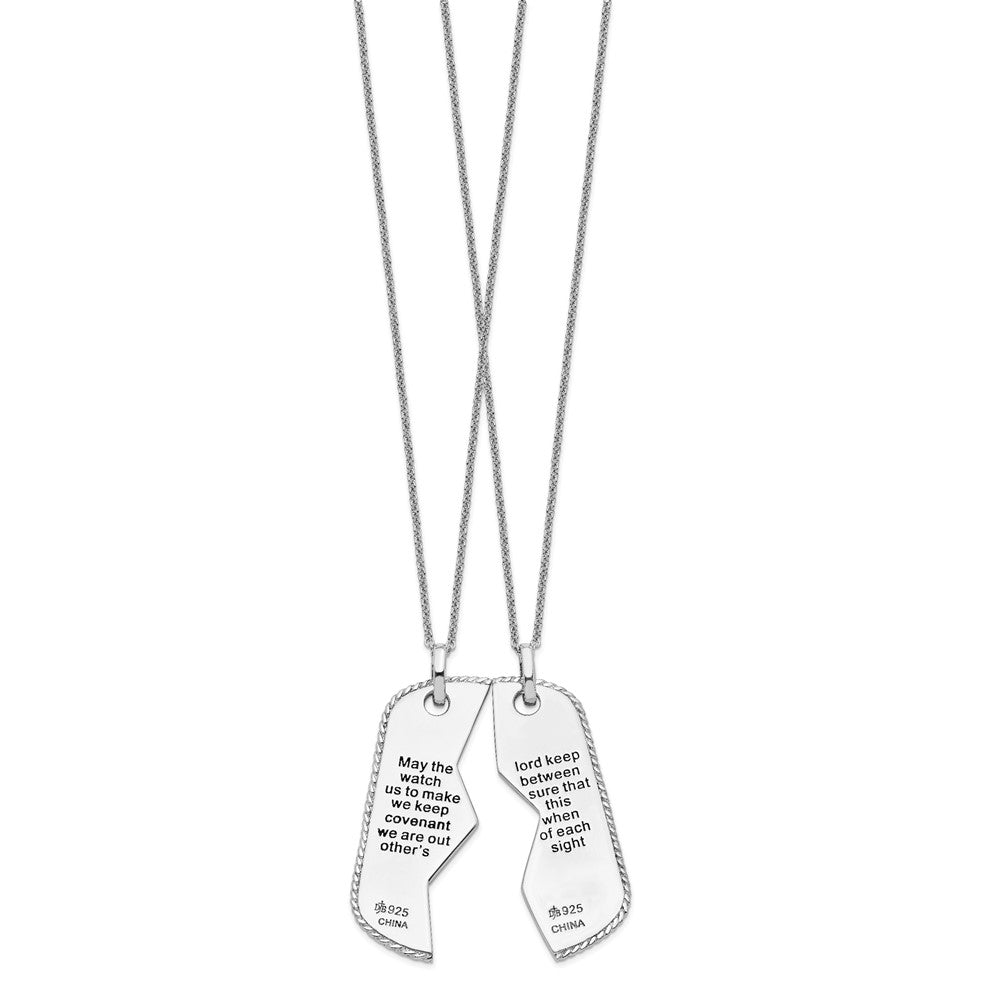 Sterling Silver Sentimental Expressions Rhodium-Plated Antiqued Military Dog Tag For Two 18In Necklaces